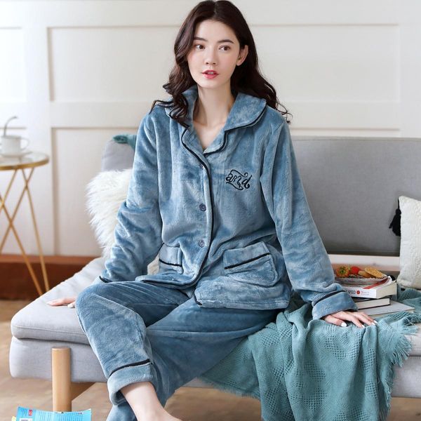 womens flannel sleepwears pajamas pyjamas set long sleeve sleepwear pijama suit female sleep two piece loungewear plus size, Black;red 
womens flannel sleepwears pajamas pyjamas set long sleeve sleepwear pijama suit female sleep two piece loungewear plus size, Black;red