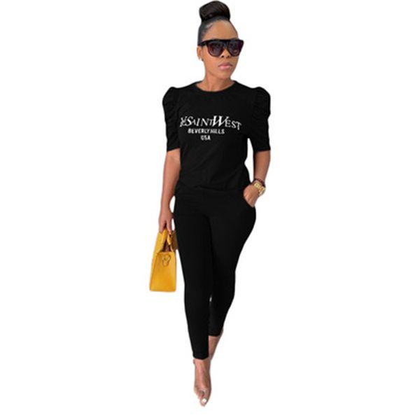 women letter printing tracksuits fashion trend solid color round neck half sleeve trousers suits designer female with pockets straight sets, Gray
women letter printing tracksuits fashion trend solid color round neck half sleeve trousers suits designer female with pockets straight sets, Gray