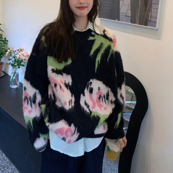 women's sweaters heavy industry contrast color weaving flower pullover loose sweater autumn winter oversize long sleeve women, White;black
women's sweaters heavy industry contrast color weaving flower pullover loose sweater autumn winter oversize long sleeve women, White;black