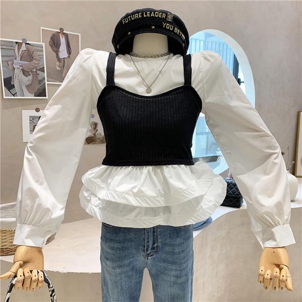 women's blouses & shirts niche design clothing 2021 autumn sense ruffle white shirt with sling two piece set
women's blouses & shirts niche design clothing 2021 autumn sense ruffle white shirt with sling two piece set