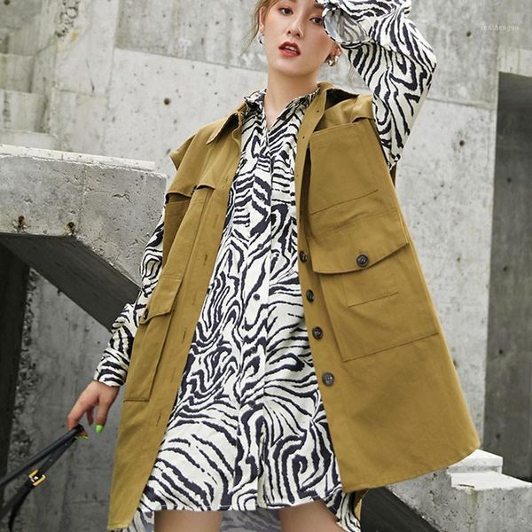 women's vests hip hop style spring autumn 2021 women mid-length loose solid with belt tooling vest harajuku casual sleeveless female, Black;white
women's vests hip hop style spring autumn 2021 women mid-length loose solid with belt tooling vest harajuku casual sleeveless female, Black;white