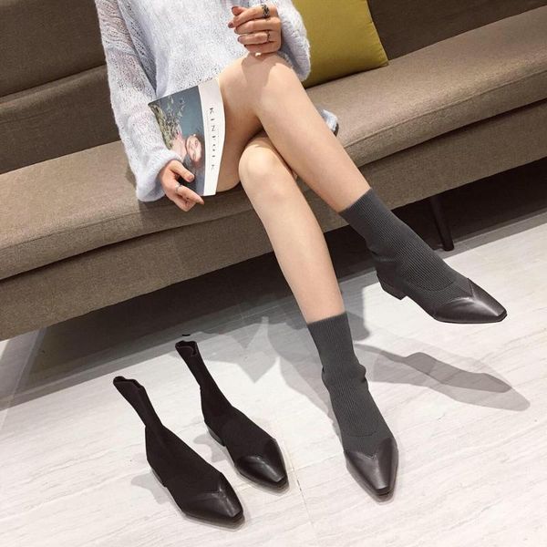 summer fashion women boots knitting sock botas mujer ladies pachwork chunky heel ankle pointed toe autumn shoes woman, Black
summer fashion women boots knitting sock botas mujer ladies pachwork chunky heel ankle pointed toe autumn shoes woman, Black