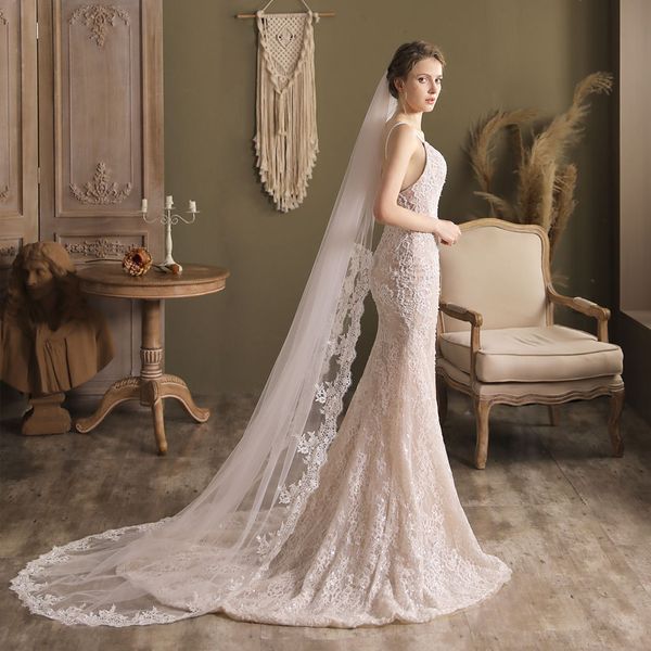 v823 luxury chapel bridal veil soft tulle lace appliqued edge wedding white headdress with comb for bride 230cm*160cm, Black
v823 luxury chapel bridal veil soft tulle lace appliqued edge wedding white headdress with comb for bride 230cm*160cm, Black