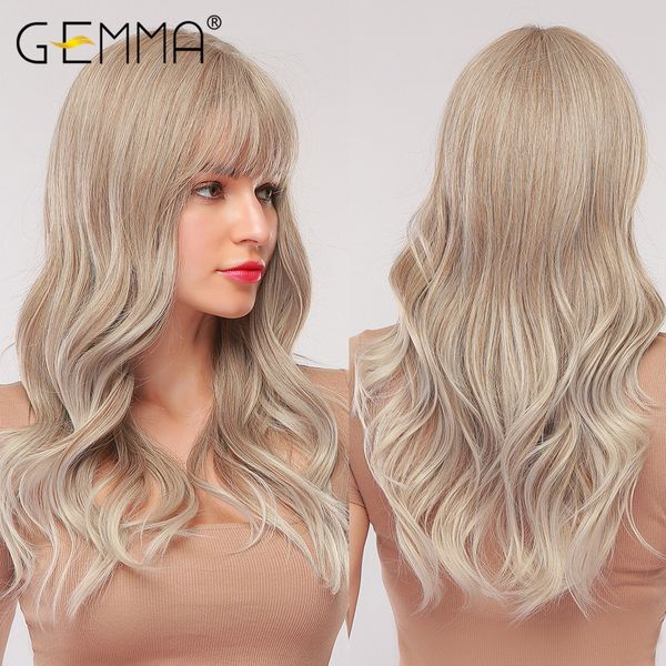 long wavy wigs with bangs cosplay natural ombre light brown ash blonde synthetic hair for women high temperature fiber, Black
long wavy wigs with bangs cosplay natural ombre light brown ash blonde synthetic hair for women high temperature fiber, Black