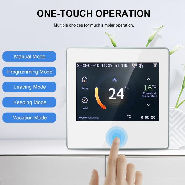 smart home control thermostat lcd touch-screen weekly programmable with wifi electric heating 16a digital temperature controller
smart home control thermostat lcd touch-screen weekly programmable with wifi electric heating 16a digital temperature controller