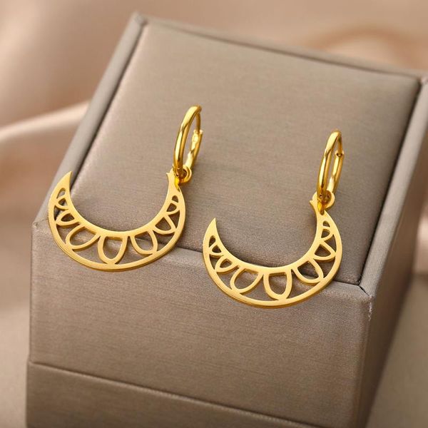 hoop & huggie hollow out moon earrings for women gold stainless steel engagement ear rings vintage jewelry gift, Golden;silver
hoop & huggie hollow out moon earrings for women gold stainless steel engagement ear rings vintage jewelry gift, Golden;silver