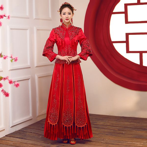 ethnic clothing embroidery rhinestone cheongsam qipao dress traditional chinese womens overseas style bride xa1t, Red
ethnic clothing embroidery rhinestone cheongsam qipao dress traditional chinese womens overseas style bride xa1t, Red