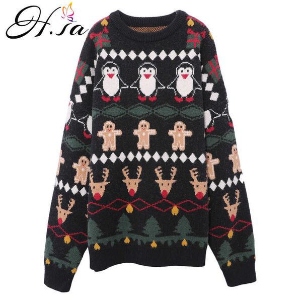 h.sa women winter pullover and sweaters christmas sweater and jumpers long sleeve snowman cartoon red jumpers cute knitwear 210716, White;black
h.sa women winter pullover and sweaters christmas sweater and jumpers long sleeve snowman cartoon red jumpers cute knitwear 210716, White;black