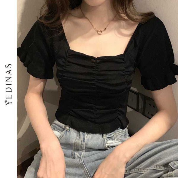 yedinas summer t shirt women slim tee femme short sleeve crop knitted elstic korean style 210527, White
yedinas summer t shirt women slim tee femme short sleeve crop knitted elstic korean style 210527, White