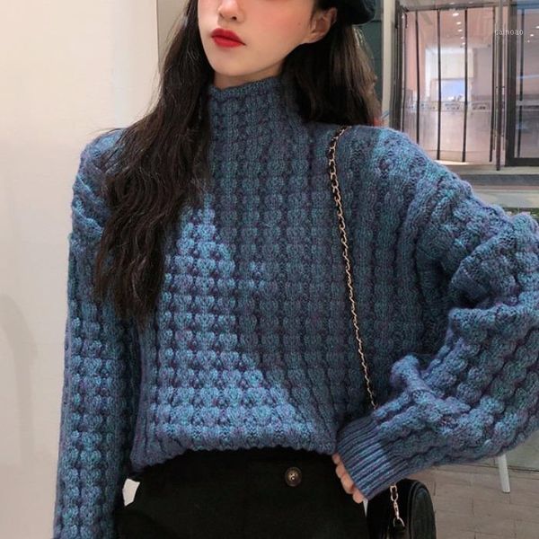 women's sweaters autumn / winter 2021 high collar retro hong kong style languid thickened sweater french pullover long sleeve, White;black
women's sweaters autumn / winter 2021 high collar retro hong kong style languid thickened sweater french pullover long sleeve, White;black