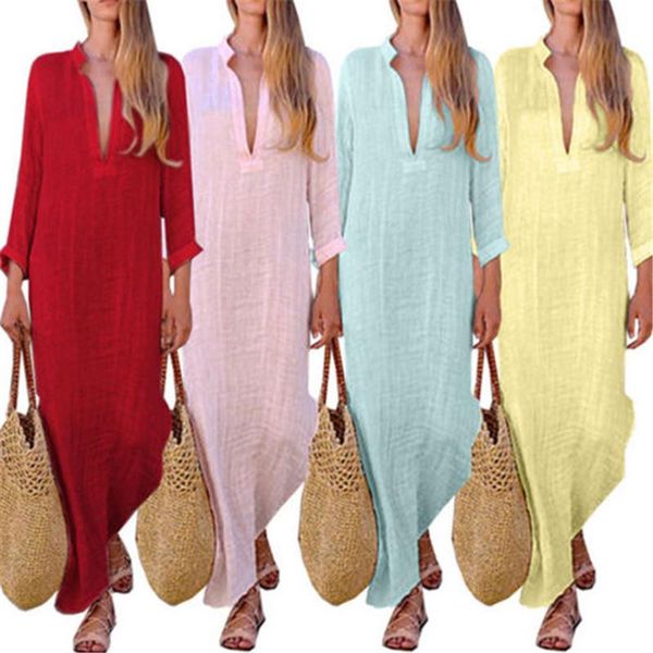 casual dresses women's boho long maxi dress lady cotton linen loose evening party summer beach holiday sundress solid color baggy, Black;gray
casual dresses women's boho long maxi dress lady cotton linen loose evening party summer beach holiday sundress solid color baggy, Black;gray