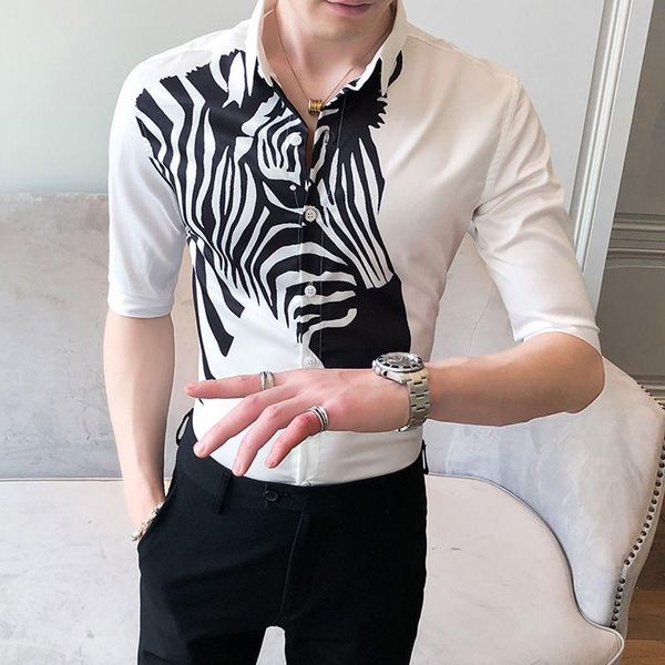 luxury shirts for men tuxedo shirt streetwear slim fit blouses 2021 summer zebra printed owner style men's casual, White;black
luxury shirts for men tuxedo shirt streetwear slim fit blouses 2021 summer zebra printed owner style men's casual, White;black
