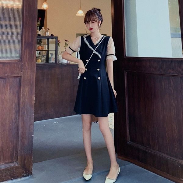 vintage a-line dresses fashion summer women short sleeve black casual mini dress plus size, Black;gray
vintage a-line dresses fashion summer women short sleeve black casual mini dress plus size, Black;gray