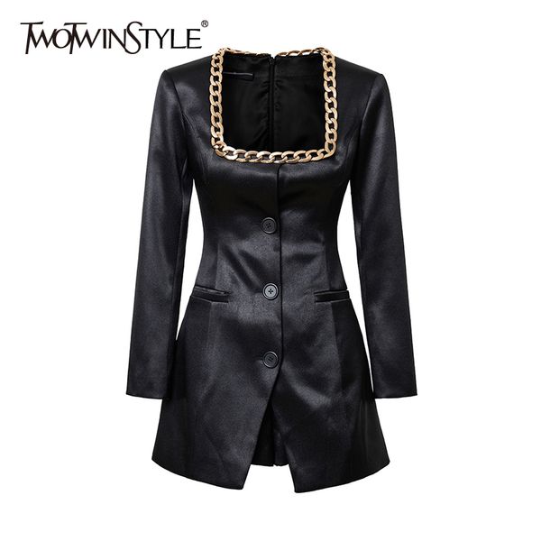 twotwinstyle patchwork chain suit female square collar long sleeve high waist mini two piece set for women autumn 210517, White
twotwinstyle patchwork chain suit female square collar long sleeve high waist mini two piece set for women autumn 210517, White