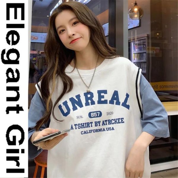 women's blouses & shirts summer women tshirt basketball clothes sweet cute short sleeve big size loose korean style fake two blue stitc, White
women's blouses & shirts summer women tshirt basketball clothes sweet cute short sleeve big size loose korean style fake two blue stitc, White