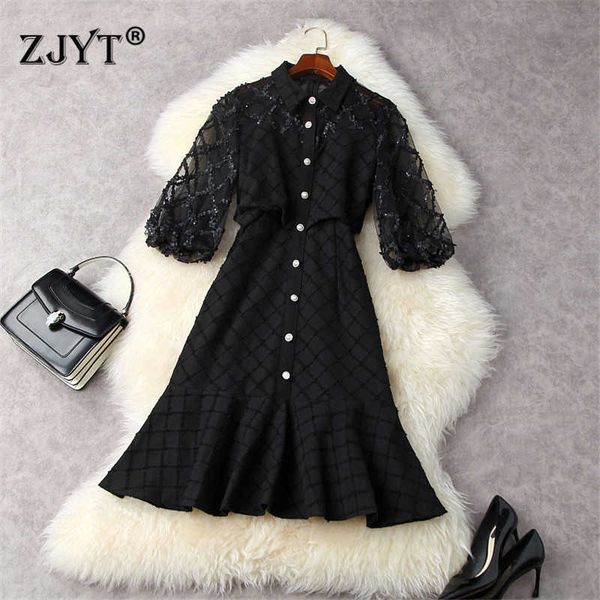 women spring runway designers lantern sleeve black trumpet party dress transparent mini robe festa 210601, Black;gray
women spring runway designers lantern sleeve black trumpet party dress transparent mini robe festa 210601, Black;gray