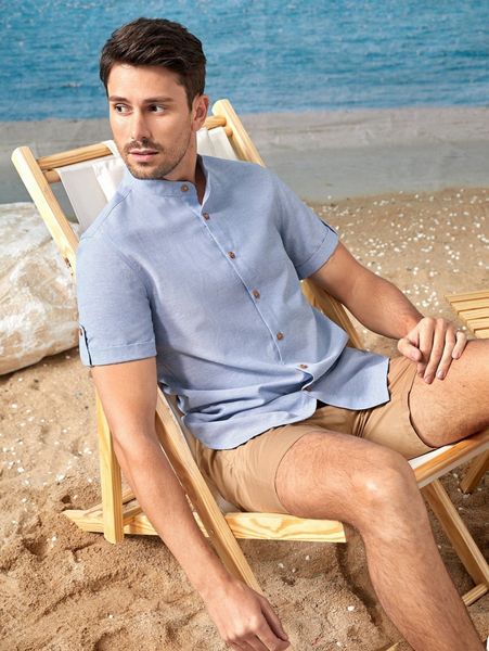 men roll up sleeve shirt 92pl#, White;black
men roll up sleeve shirt 92pl#, White;black