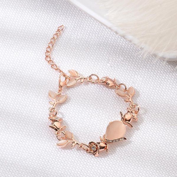 link, chain rose gold alloy leaf bracelets for women femme children girl gift jewelry charms crystal opals rhinestone bangle, Black
link, chain rose gold alloy leaf bracelets for women femme children girl gift jewelry charms crystal opals rhinestone bangle, Black