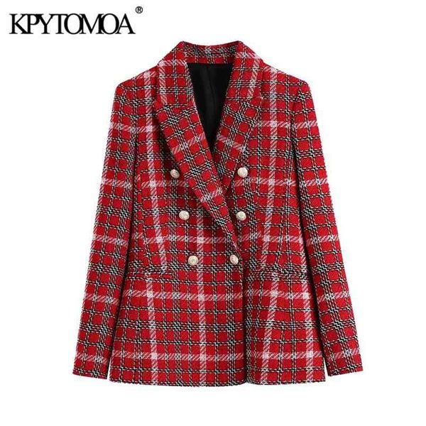 women fashion double breasted check tweed blazers coat vintage long sleeve with buttons female outerwear chic 210421, White;black
women fashion double breasted check tweed blazers coat vintage long sleeve with buttons female outerwear chic 210421, White;black