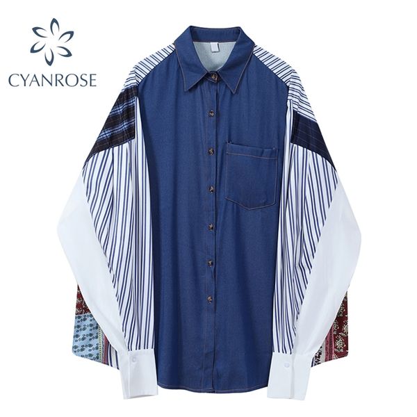 irregular spliced denim blouses spring streetwear long sleeve pocket korean vintage shirt for ladies tide oversized ins 210430, White
irregular spliced denim blouses spring streetwear long sleeve pocket korean vintage shirt for ladies tide oversized ins 210430, White