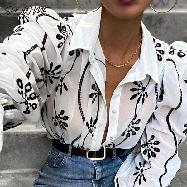 women's t-shirt autumn floral print button v-neck casual for women puff sleeve turn down collar hollow out shirts elegant t-shirts, White
women's t-shirt autumn floral print button v-neck casual for women puff sleeve turn down collar hollow out shirts elegant t-shirts, White