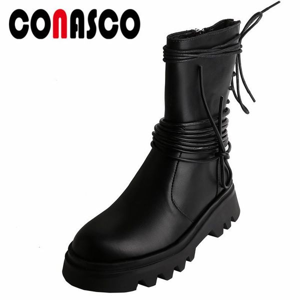 boots conasco 2021 women mid-calf autumn winter warm genuine leather casual prom shoes arrival narrow band woman, Black 
boots conasco 2021 women mid-calf autumn winter warm genuine leather casual prom shoes arrival narrow band woman, Black