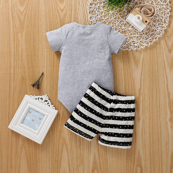 new good quality factory price fashion selling childrens round neck letter printed romper stripe shorts set, White
new good quality factory price fashion selling childrens round neck letter printed romper stripe shorts set, White