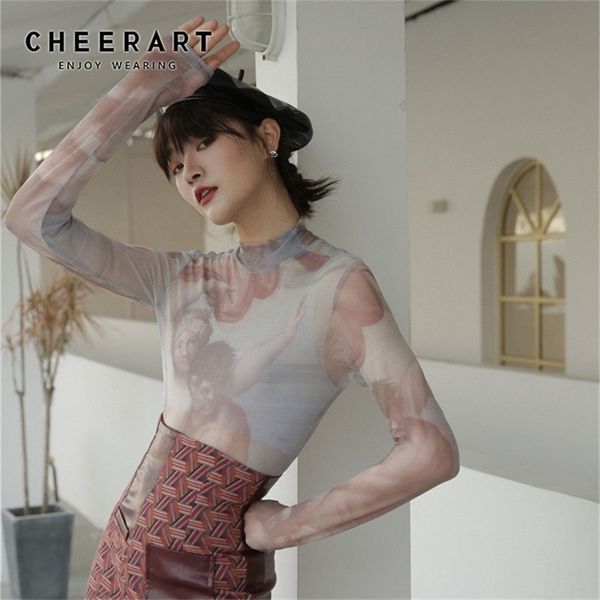 cheerart sheer t shirt women turtle neck mesh painting print long sleeve tee shirt femme body tight underwear fall clothes 210330, White
cheerart sheer t shirt women turtle neck mesh painting print long sleeve tee shirt femme body tight underwear fall clothes 210330, White