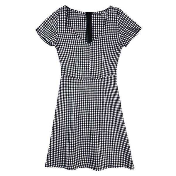 perhaps u empire a-line plaid v neck short sleeve mini dress black summer casual corean d1069 210529, Black;gray
perhaps u empire a-line plaid v neck short sleeve mini dress black summer casual corean d1069 210529, Black;gray