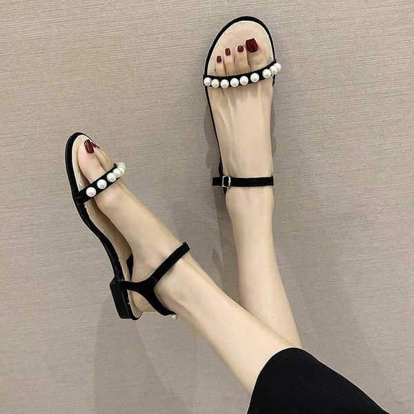 sweet beads narrow band sandalias mujer sewing lattices open toe flats flip flops gladiator buckle strap sandals women, Black
sweet beads narrow band sandalias mujer sewing lattices open toe flats flip flops gladiator buckle strap sandals women, Black