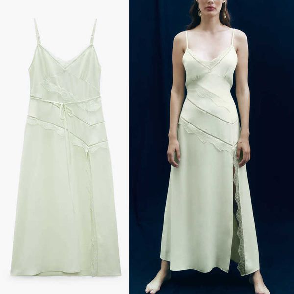 za summer lace long slip dress women sleeveless straps evening dress fashion tied belt woman backless green dresses 210602, Black;gray
za summer lace long slip dress women sleeveless straps evening dress fashion tied belt woman backless green dresses 210602, Black;gray