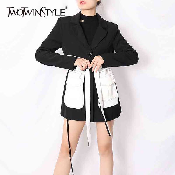 casual patchwork jacket for women notched long sleeve high sashes hit color jackets female fall fashion 210524, White;black
casual patchwork jacket for women notched long sleeve high sashes hit color jackets female fall fashion 210524, White;black