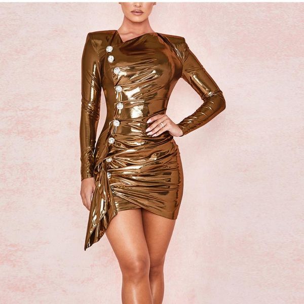 casual dresses elegant gold metallic lame drape mini bandage dress women bodycon button long sleeve winter party club, Black;gray
casual dresses elegant gold metallic lame drape mini bandage dress women bodycon button long sleeve winter party club, Black;gray