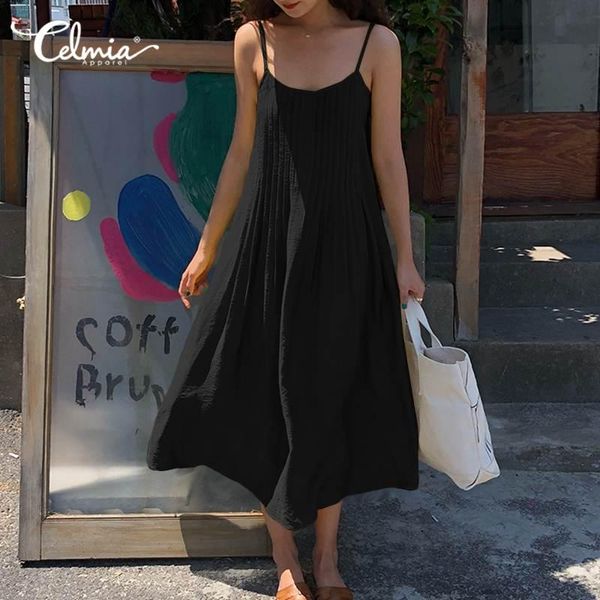 celmia bohemian black sundress 2021 women summer solid long ruffles dress casual sleeveless beach robe midi vestidos plus size dresses, Black;gray
celmia bohemian black sundress 2021 women summer solid long ruffles dress casual sleeveless beach robe midi vestidos plus size dresses, Black;gray