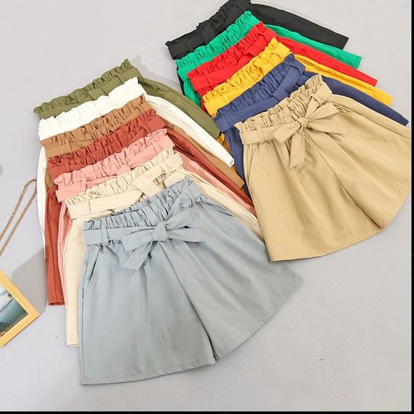 womens short elastic waist tie bow loose cotton shorts summer korean ruffles wide leg for women wild casual, White;black
womens short elastic waist tie bow loose cotton shorts summer korean ruffles wide leg for women wild casual, White;black