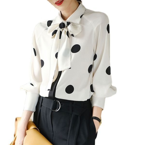 chiffon polka dot shirt for women spring fashion bowknot lace-up long sleeve plus size loose female lr1147 210531, Black;brown
chiffon polka dot shirt for women spring fashion bowknot lace-up long sleeve plus size loose female lr1147 210531, Black;brown