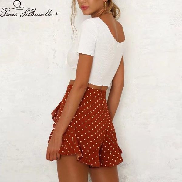 women's shorts 2021 summer women red polka dot ruffle girl casual high waist beach femme party m809, White;black
women's shorts 2021 summer women red polka dot ruffle girl casual high waist beach femme party m809, White;black