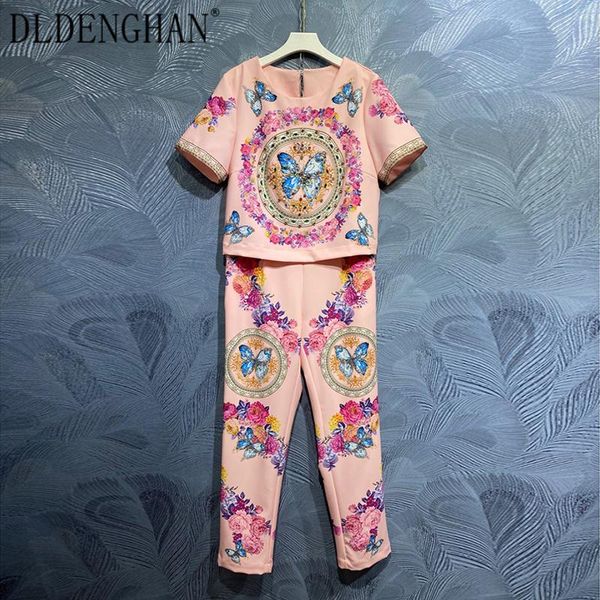 women's two piece pants dldenghan fashion runway designer summer suit women o-neck short sleeve beading + pencil floral print set, White
women's two piece pants dldenghan fashion runway designer summer suit women o-neck short sleeve beading + pencil floral print set, White