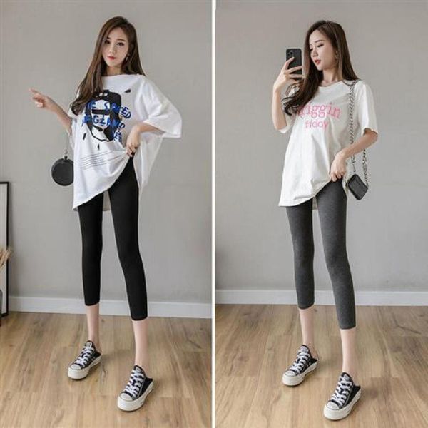 women's leggings women daisy modal summer workout plus size pants high waist elastic capri fitness legging mujer, Black 
women's leggings women daisy modal summer workout plus size pants high waist elastic capri fitness legging mujer, Black