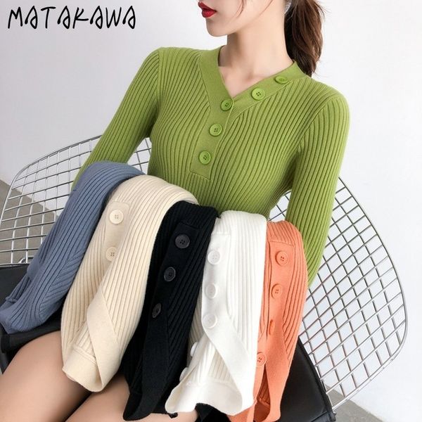 matakawa autumn and winter bottoming v-neck long-sleeved slim sweater women buttoned solid color pullovers 210513, White;black
matakawa autumn and winter bottoming v-neck long-sleeved slim sweater women buttoned solid color pullovers 210513, White;black