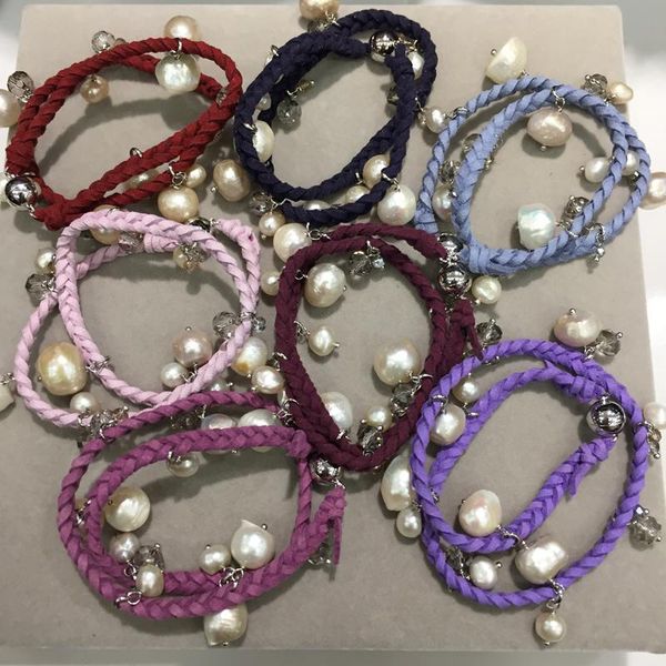 charm bracelets purple color baroque natural fresh water pearl bracelet charms with crystal leather casual, Golden;silver
charm bracelets purple color baroque natural fresh water pearl bracelet charms with crystal leather casual, Golden;silver