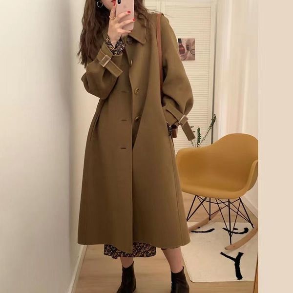 women's wool & blends hepburn style woolen coat women fall winter 2021 lapel black long overcoat single-breasted loose outwear with bel
women's wool & blends hepburn style woolen coat women fall winter 2021 lapel black long overcoat single-breasted loose outwear with bel
