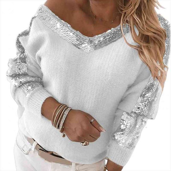 sweater women autumn winter women v neck long sleeve sweater sequins one shoulder sweaters pullover, White;black
sweater women autumn winter women v neck long sleeve sweater sequins one shoulder sweaters pullover, White;black