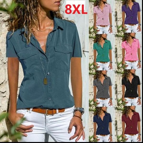 short sleeve chiffon women shirts ruffles vintage summer button elegant plus sizes lady pocket casual blousa, White
short sleeve chiffon women shirts ruffles vintage summer button elegant plus sizes lady pocket casual blousa, White