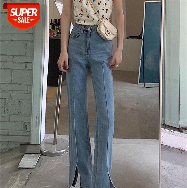 loose stitching thin wide-leg light blue jeans with split raw edges #8c4s, Black;gray
loose stitching thin wide-leg light blue jeans with split raw edges #8c4s, Black;gray