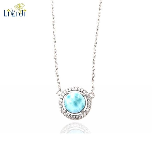 lii ji gemstone natural larimar 925 sterling silver shining pendant choker necklace chains
lii ji gemstone natural larimar 925 sterling silver shining pendant choker necklace chains