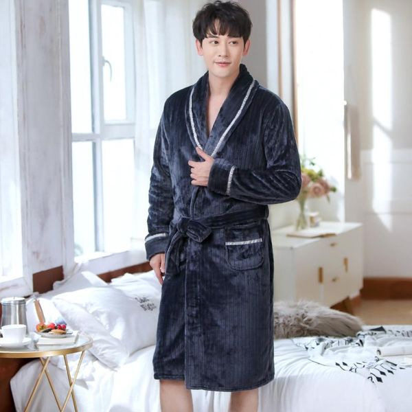men casual kimono bathrobe autumn winter flannel long robe thicken warm soft sleepwear nightgown male home wear bath men's, Black;brown
men casual kimono bathrobe autumn winter flannel long robe thicken warm soft sleepwear nightgown male home wear bath men's, Black;brown