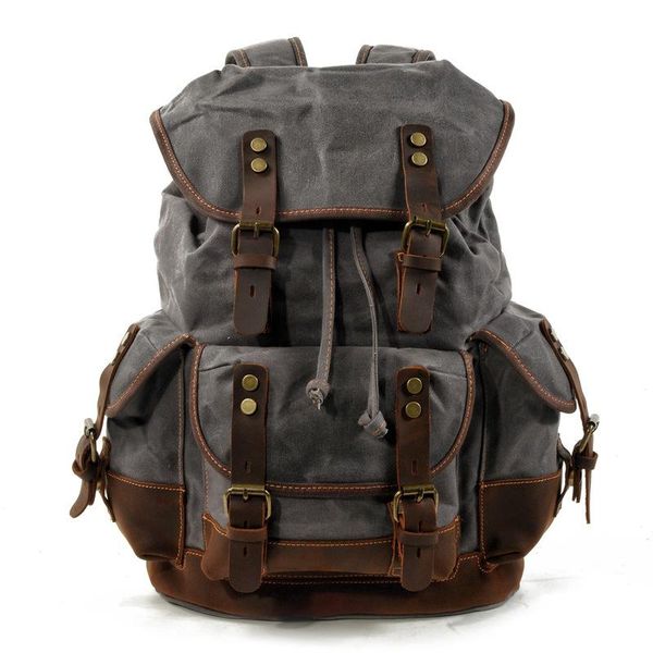 backpack cotton oil wax canvas mens large capacity vintage waterproof 15" lap daypacks rivets bookbag
backpack cotton oil wax canvas mens large capacity vintage waterproof 15" lap daypacks rivets bookbag