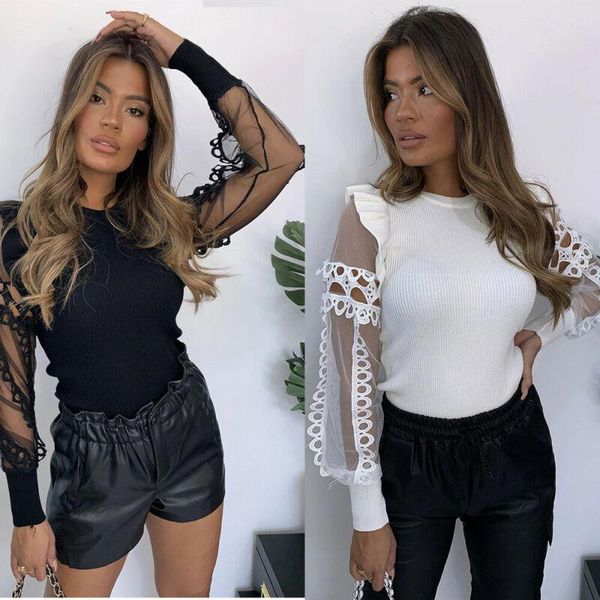 women's blouses & shirts arrival womens fitness ribbed mesh see through pullover long sleeve blouse ladies elegant knitted, White
women's blouses & shirts arrival womens fitness ribbed mesh see through pullover long sleeve blouse ladies elegant knitted, White