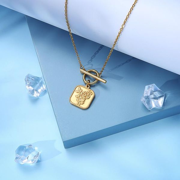 chains rose flower medal necklace for women gold stainless steel toggle metal kette choker collier women's neck chain, Silver
chains rose flower medal necklace for women gold stainless steel toggle metal kette choker collier women's neck chain, Silver